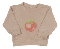 Světlerůžová lehká úpletová mikina s jablkem 