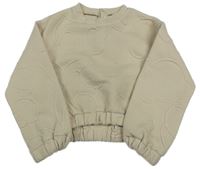 Smetanová vzorovaná žebrovaná crop mikina Mayoral