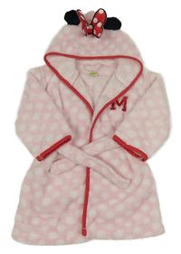Světlerůžový puntíkatý chlupatý župan s Minnnie a kapucí C&A