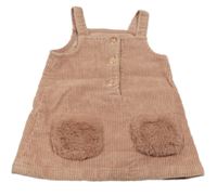 Starorůžové manšestrové šaty s chlupatými kapsami George