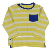 Žluto-bílé pruhované triko s modrou kapsou St. Bernard