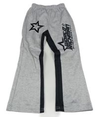 Šedé melírované flare tepláky s nápisem shein