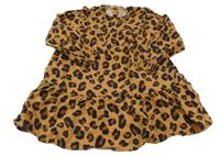 Hnědo-tmavomodré lehké leopardí šaty Next