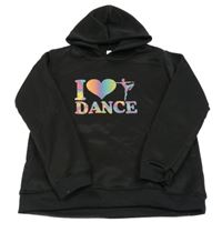 Černá mikina s nápisem a srdcem a kapucí 