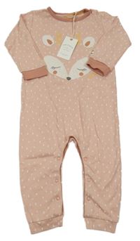 Nové - světelrůžový vzorovaný overal se sobem Fat Face