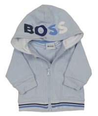 Světlemodrá propínací mikina s logem a kapucí Hugo Boss