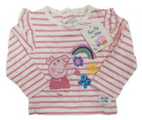 Nové - bílo-růžové pruhované triko s Peppou Jojo Maman Bébé