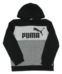 Černo-šedá mikina s logem a kapucí Puma