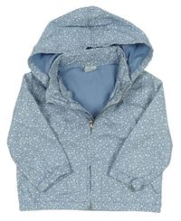 Modrá květovaná plátěná bunda s kapucí H&M