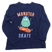 Tmavomodré triko s příšerkou na skatu Primark
