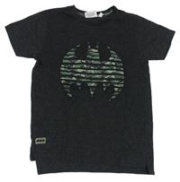 Antracitové melírované tričko s 3D army logem Batmana Primark
