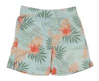 Světlemodré plážové kraťasy s listy a květy Primark