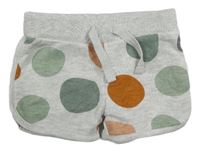 Šedo-khaki-oranžové puntíkaté kraťasy 