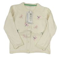 Bílý propínací svetr s vážkami Mothercare
