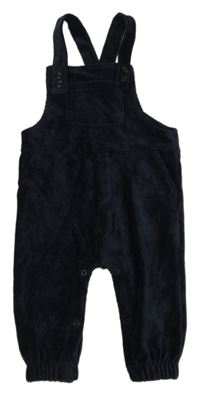Tmavomodré laclové žebrované sametové tepláky H&M