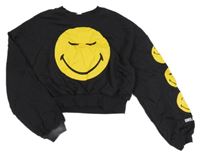 Černá crop mikina se smajlíkem H&M