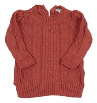 Starorůžové vzorované svetrové šaty 