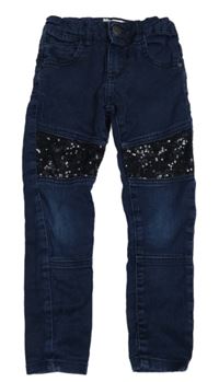 Tmavomodré skinny rifle s flitry Denim Co.