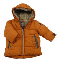 Oranžová šusťáková zimní bunda s kapucí Next