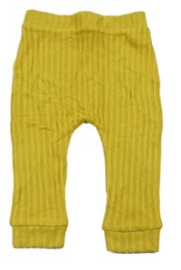 Hořčicové žebrované úpletové baggy tepláky George