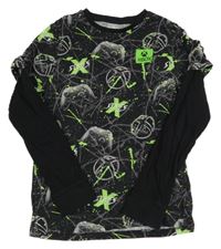 Černo-šedo-zelené triko s ovladači a fleky - X-BOX