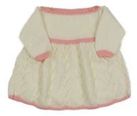 Bílo-růžové pletené šaty