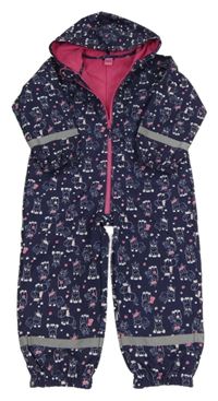 Tmavomodrá softshellová kombinéza s jednorožci a kapucí X-mail