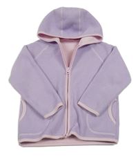 Lila fleecová propínací mikina s kapucí 