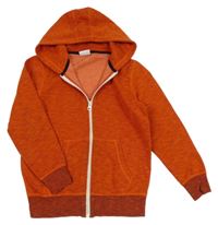 Oranžová melírovaná propínací mikina s kapucí Yigga