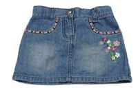 Modrá riflová sukně a květy Topolino