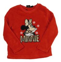 Červená plyšová mikina s Minnie Disney