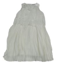 Bílé tylové vrstvené slavnostní šaty s plisovanou sukní 