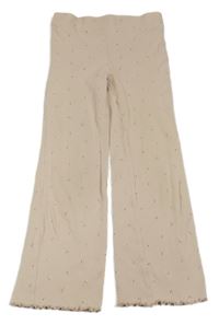 Světlerůžové květované žebrované legíny H&M