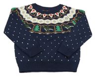 Tmavomodrý puntíkatý svetr s diny Nutmeg