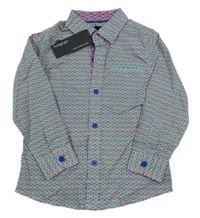 Nové - Tyrkysovo-bílo-červená vzorovaná košile H&M