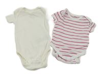 2set - 2x body - bílé + bílo-růžové pruhované Lupilu