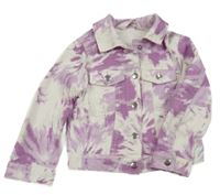 Bílo-lila batikovaná riflová crop bunda H&M
