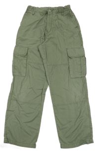 Khaki plátěné cargo cuff kalhoty H&M