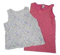2set - 2x košilka - růžová květovaná + bílá květovaná - frozen 