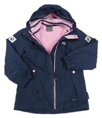 Tmavomodrá šusťáková zimní bunda s kapucí Jack Wolfskin