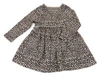 Béžovo-hnědé úpletové šaty s leopardím vzorem Dunnes