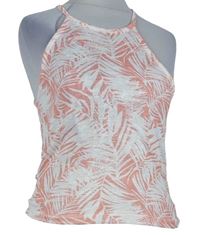 Dámský růžovo-bílý vzorovaný úpletový crop top Primark 