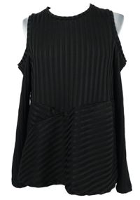 Dámská černá žebrovaná halenka s průstřihy na ramenou River Island 