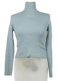 Dámský světlemodrý žebrovaný crop svetr s rolákem H&M