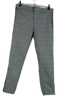 Pánské černo-šedé kostkované chino kalhoty s pruhy River Island vel. 30S