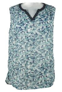 Dámská modro-tmavomodrá vzorovaná žoržetová halenka s korálky Street One