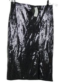 Nové - Dámská černo-stříbrná vzorovaná midi sukně Peacocks 