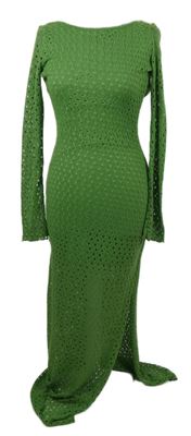 Nové - Dámské limetkové pletené perforované dlouhé šaty Berhska 