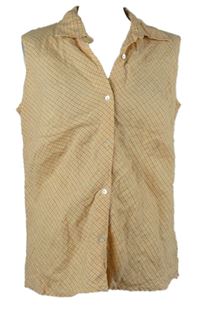 Dámská oranžová kostkovaná lněná halenka GAP 