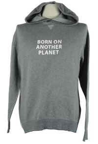 Pánský šedý svetr s nápisem a kapucí Jules